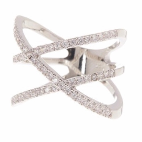 Nordstrom Jewelry - Nordstrom Double X Pave CZ Ring Silver NWT Size 8